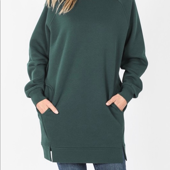 New Zenana Outfitters Hunter Green Oversized Sweatshirt! - Picture 2 of 2